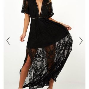 Showpo black lace maxi dress